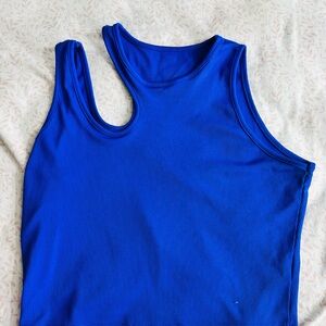 SHEIN Royal Blue Ribbed Asymmetric Crop Tank